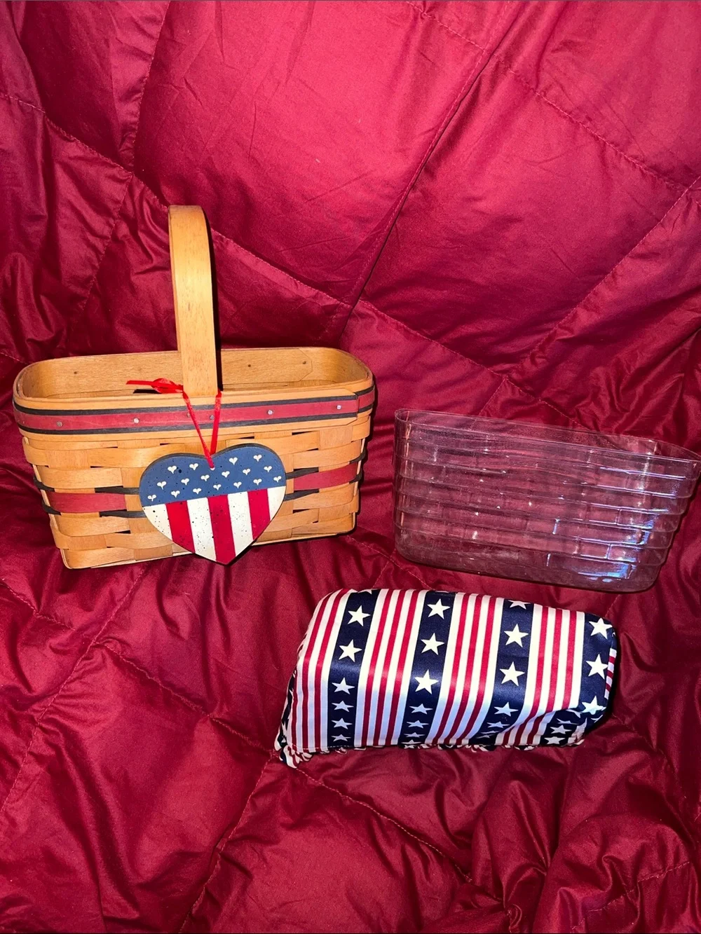 Longaberger 1994 All American Candle Star-Spangled Stripes Basket 4-Piece Set